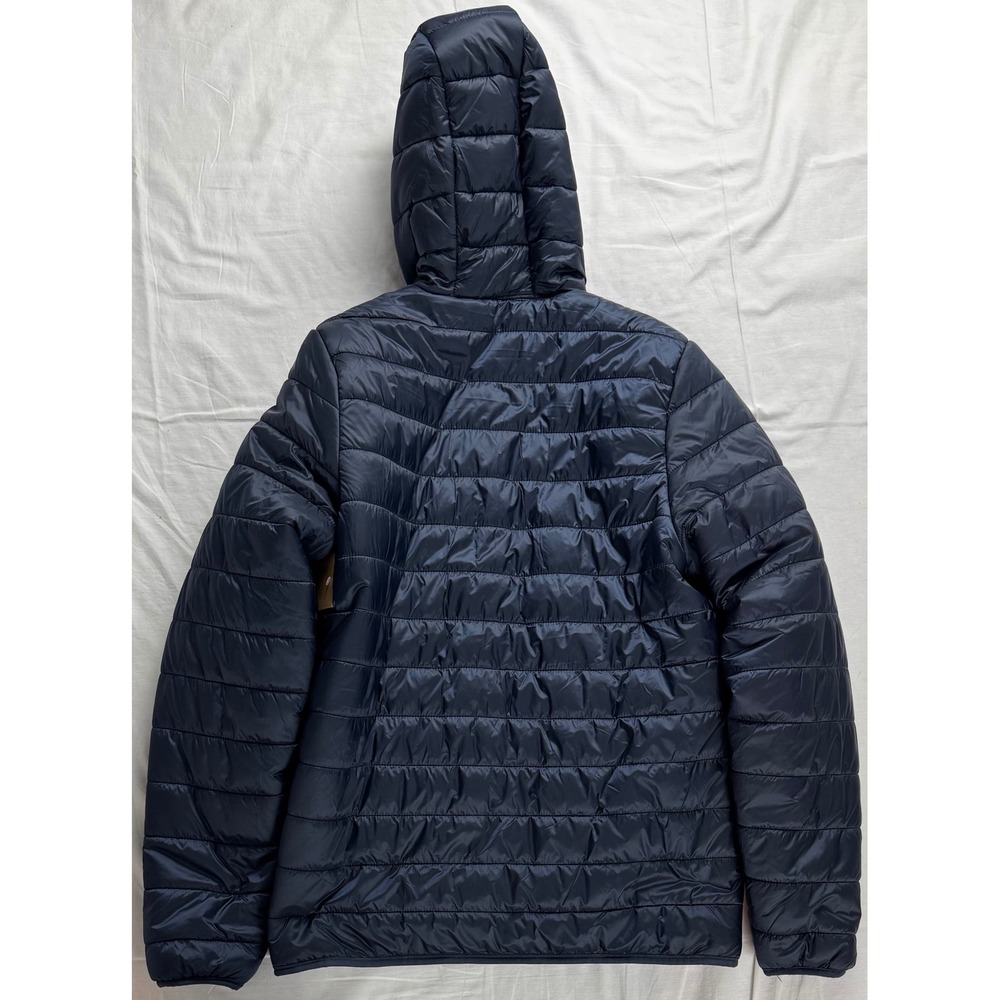 Eddie Bauer Baywood Hooded Jacket Mens Medium Blue Puffer hiking outdoor NWT - Picture 15 of 16
